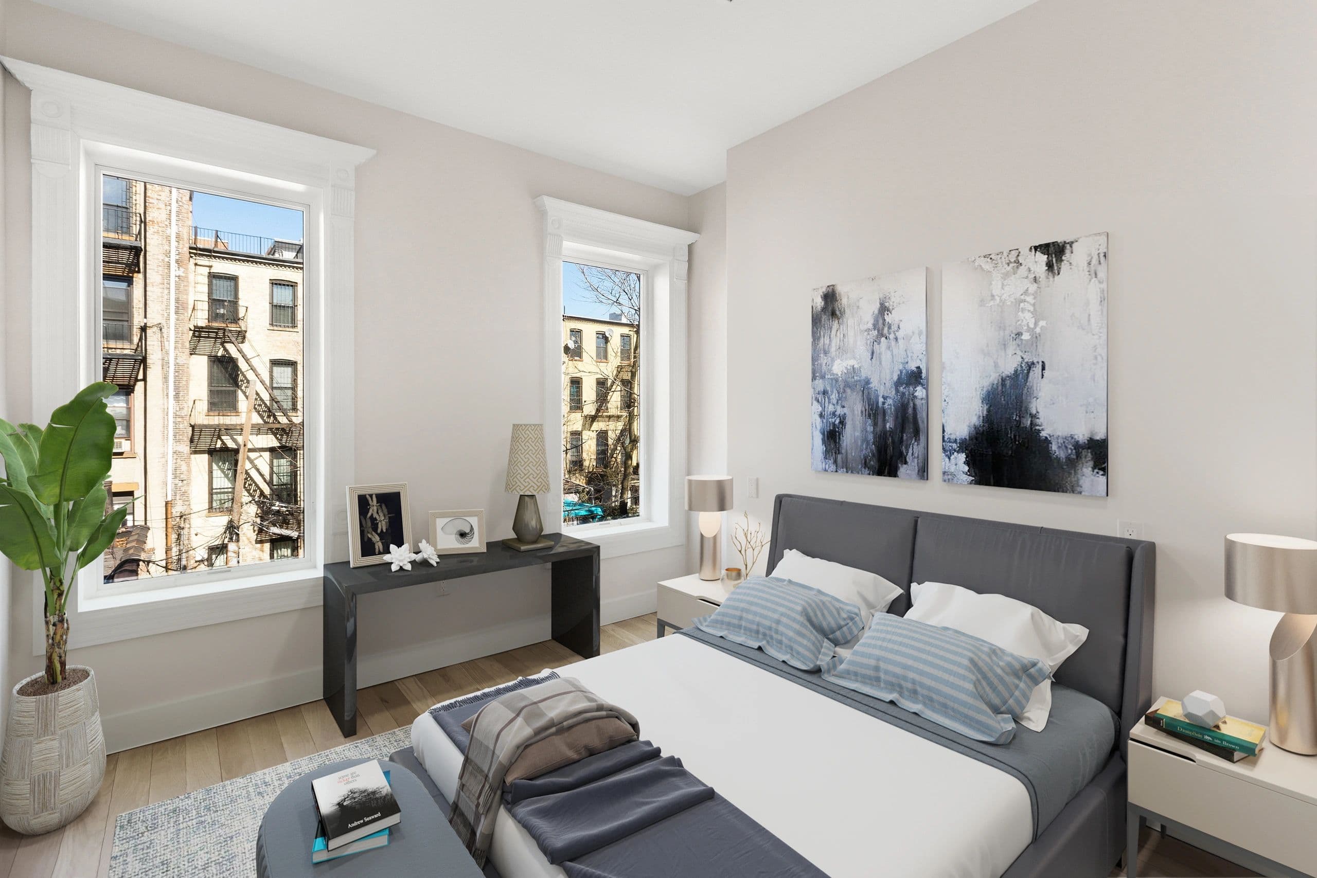 Cohen Global completed residential project — Brooklyn bedroom with neighborhood view